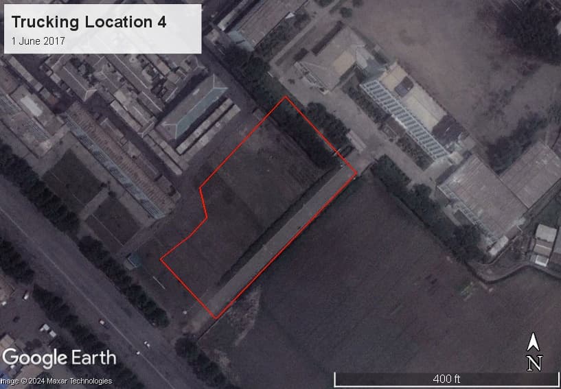 Overhead imagery of a trucking location in Hamhung North Korea before development.