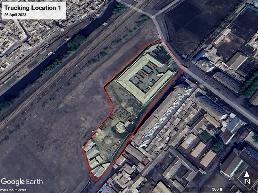 Overhead imagery of a trucking location in Hamhung North Korea after development.