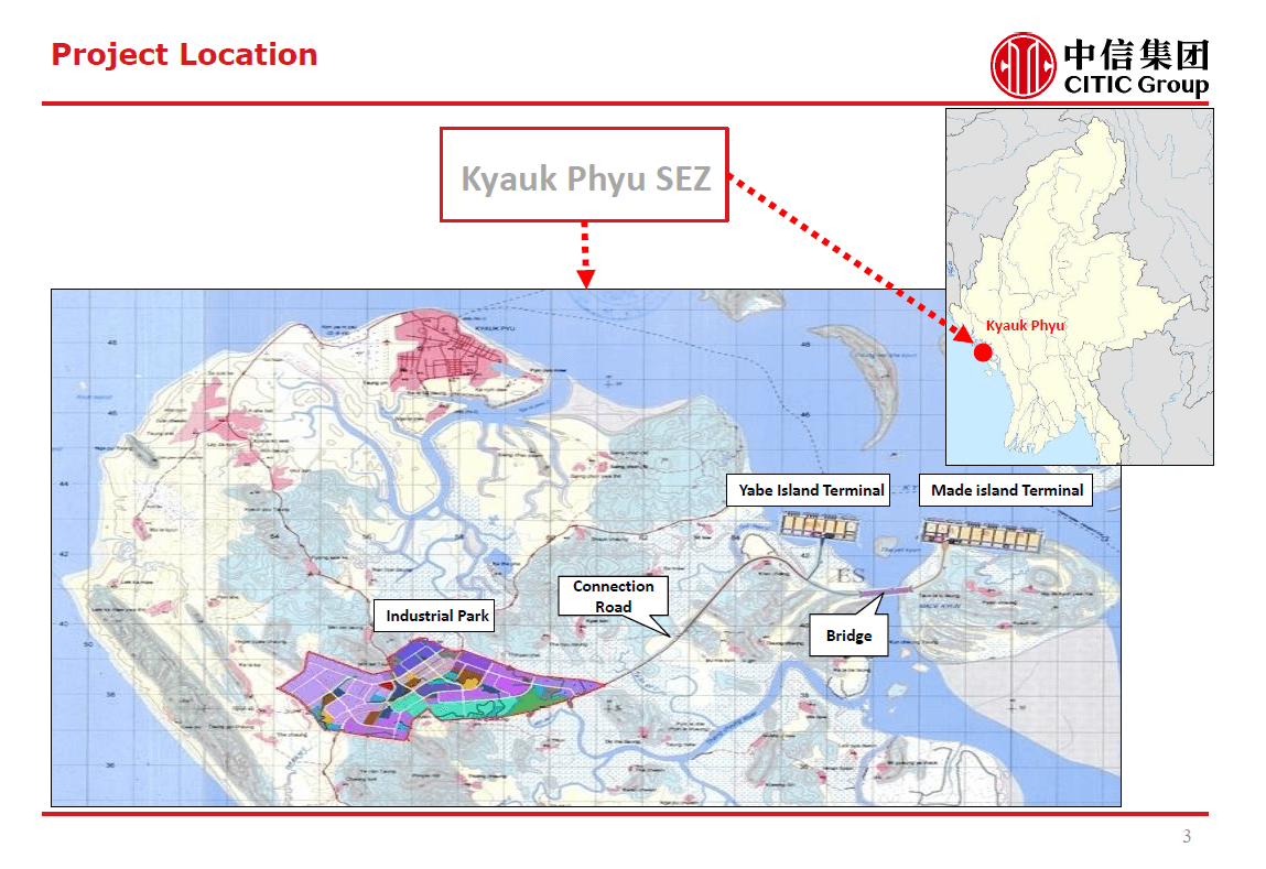 Illustration of overhead map of Kyaukphyu region