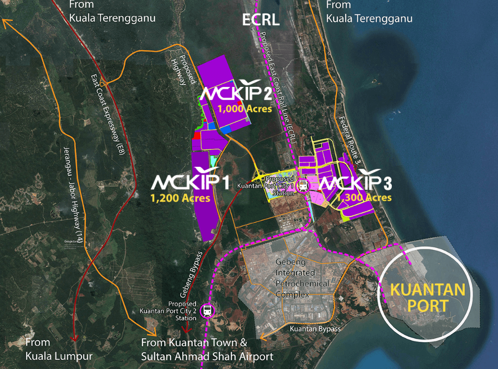 overlay of proposed MCKIP near the Kuantan port